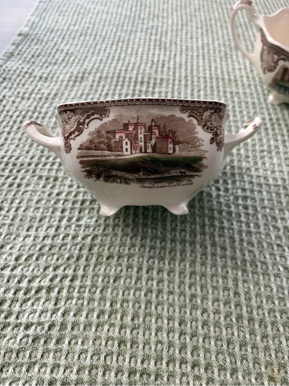 Vintage Johnson Brothers Cream and Brown Transferware Creamer and Sugar Set